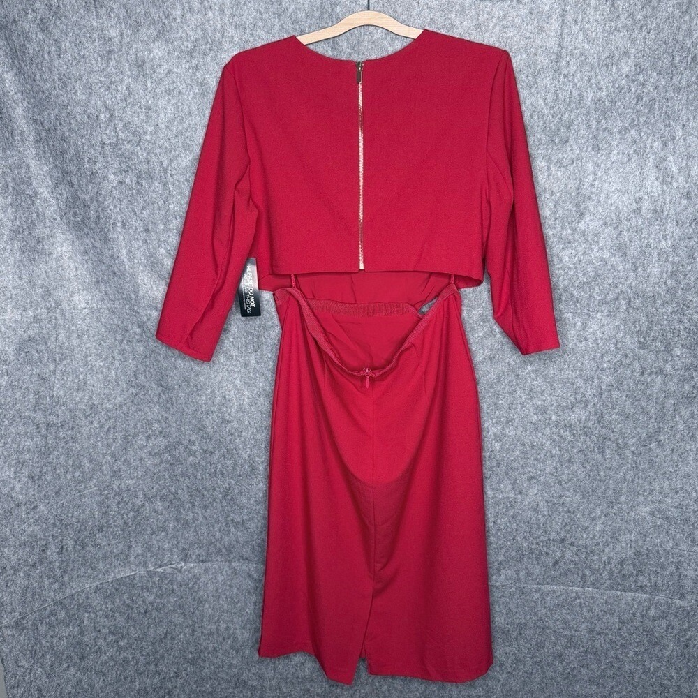 NWT Gabrielle Union Red Sheath‎ Cut Out Pencil Dress- Sz 14 - Picture 3 of 9
